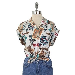 vintage 80's tropical print shirt